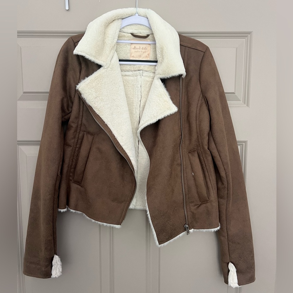 Suede brown and cream coat - size XS ALTR’d State worn once brand new